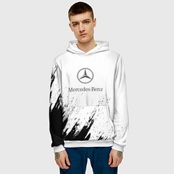 Толстовка-худи мужская Mercedes-Benz - White texture, цвет: 3D-белый — фото 2