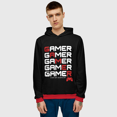 Мужская толстовка GAMER - GAMER - GAMER / 3D-Красный – фото 3