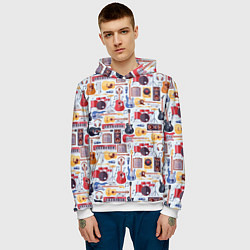 Толстовка-худи мужская Рок Музыкант, цвет: 3D-белый — фото 2