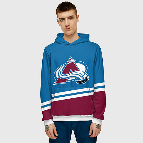 Мужская толстовка Colorado Avalanche, Колорадо Эвеланш / 3D-Белый – фото 3