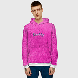 Толстовка-худи мужская Daddy pink, цвет: 3D-белый — фото 2