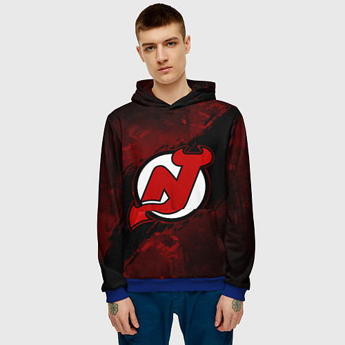 Мужская толстовка New Jersey Devils, Нью Джерси Девилз / 3D-Синий – фото 3