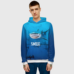 Толстовка-худи мужская Акула смайл, цвет: 3D-белый — фото 2