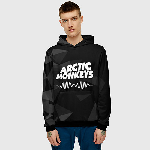 Мужская толстовка Arctic Monkeys Серая Геометрия / 3D-Черный – фото 3