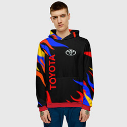 Толстовка-худи мужская Toyota Разноцветный огонь, цвет: 3D-красный — фото 2