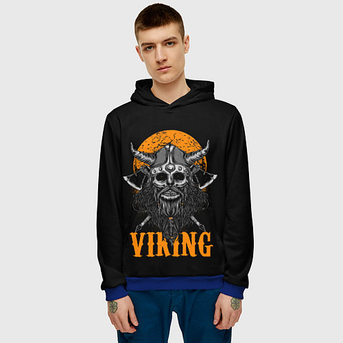 Мужская толстовка ЧЕРЕП ВИКИНГА VIKINGS SKULL / 3D-Синий – фото 3