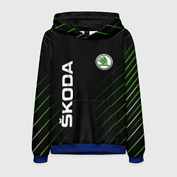 Толстовка-худи мужская Skoda Шкода Полосы, цвет: 3D-синий