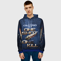 Толстовка-худи мужская One Shot One Kill CS GO, цвет: 3D-синий — фото 2