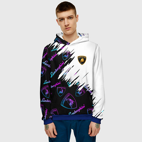 Мужская толстовка Lamborghini pattern gradient / 3D-Синий – фото 3