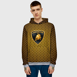 Толстовка-худи мужская Lamborghini gold соты, цвет: 3D-меланж — фото 2