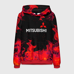 Толстовка-худи мужская Mitsubishi пламя огня, цвет: 3D-красный