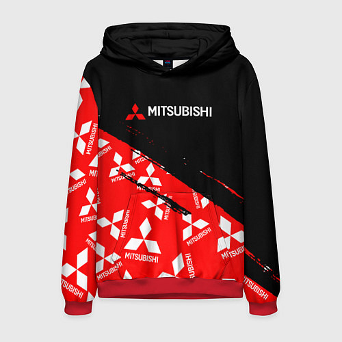 Мужская толстовка Mitsubishi - Диагональ паттерн / 3D-Красный – фото 1