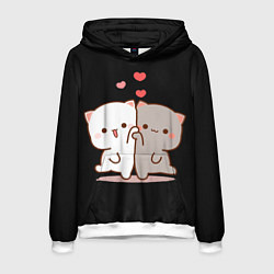Толстовка-худи мужская Кошачья любовь навсегда Kitty love forever, цвет: 3D-белый