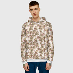 Толстовка-худи мужская Купюры 100 рублей, цвет: 3D-белый — фото 2