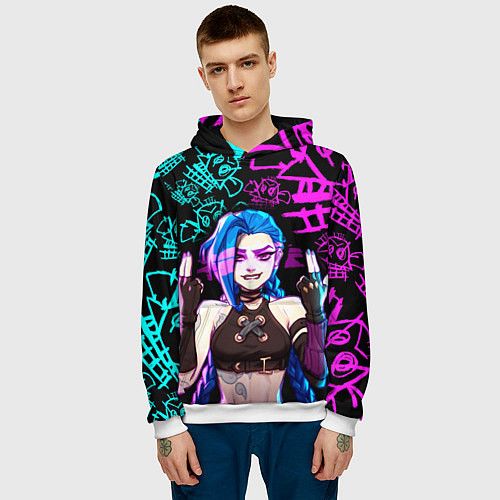 Мужская толстовка JINX ДЖИНКС NEON PATTERN / 3D-Белый – фото 3