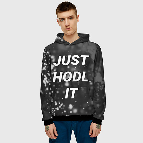 Мужская толстовка CRYPTO - JUST HODL IT Частицы / 3D-Черный – фото 3