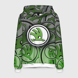 Толстовка-худи мужская Skoda Carbone Pattern, цвет: 3D-белый