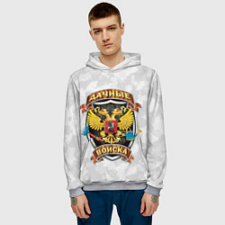 Толстовка-худи мужская ДАЧНЫЕ ВОЙСКА БЕЛЫЙ КАМУФЛЯЖ, цвет: 3D-меланж — фото 2