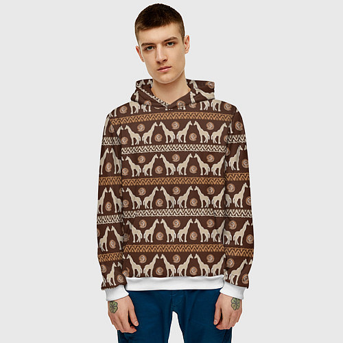 Мужская толстовка Жирафы Африка паттерн / 3D-Белый – фото 3