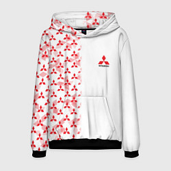 Толстовка-худи мужская Mitsubishi Mini logo Half pattern, цвет: 3D-черный