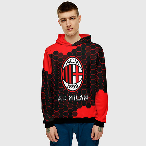 Мужская толстовка МИЛАН AC Milan Соты / 3D-Черный – фото 3