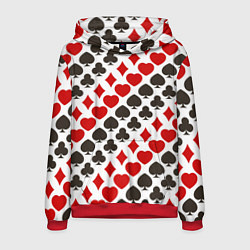 Толстовка-худи мужская Карточные Масти Card Suits, цвет: 3D-красный