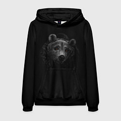 Толстовка-худи мужская Голова хищного медведя, цвет: 3D-черный