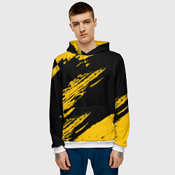 Толстовка-худи мужская BLACK AND YELLOW GRUNGE ГРАНЖ, цвет: 3D-белый — фото 2