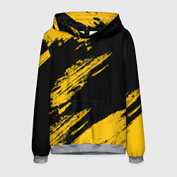 Толстовка-худи мужская BLACK AND YELLOW GRUNGE ГРАНЖ, цвет: 3D-меланж