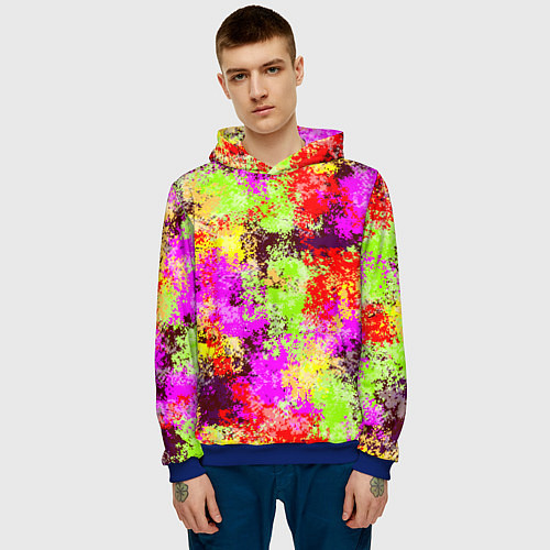 Мужская толстовка Пиксельный камуфляж Диско / 3D-Синий – фото 3
