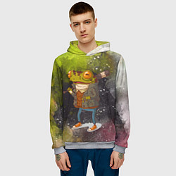 Толстовка-худи мужская Лягушка хулиган Frog hooligan, цвет: 3D-меланж — фото 2