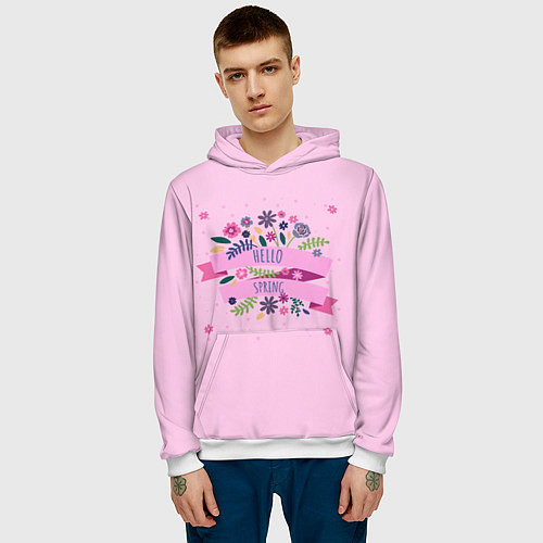Мужская толстовка Привет весна! / 3D-Белый – фото 3
