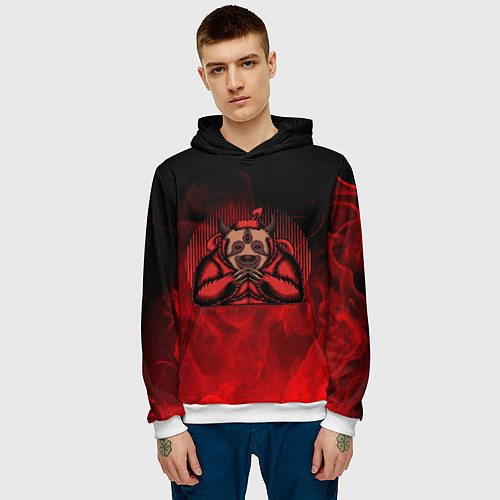 Мужская толстовка Дьявольский ленивец Devilish sloth / 3D-Белый – фото 3
