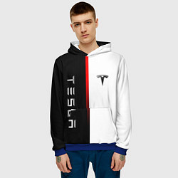 Толстовка-худи мужская ТЕСЛА -TESLA КРАСНАЯ ЛИНИЯ МИНИМАЛИЗМ, цвет: 3D-синий — фото 2