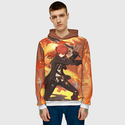 Мужская толстовка Дилюк Genshin Impact / 3D-Белый – фото 3