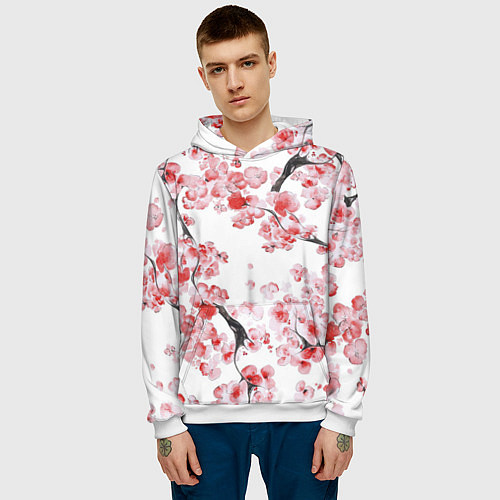 Мужская толстовка Ранняя сакура / 3D-Белый – фото 3