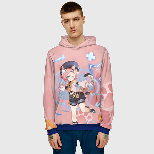 Мужская толстовка Cute Diona Genshin Impact / 3D-Синий – фото 3