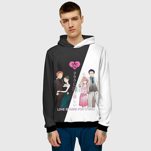Мужская толстовка Так сложно любить отаку / 3D-Черный – фото 3