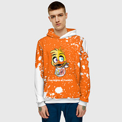 Толстовка-худи мужская ФНАФ - ЧИКА Краска, цвет: 3D-белый — фото 2