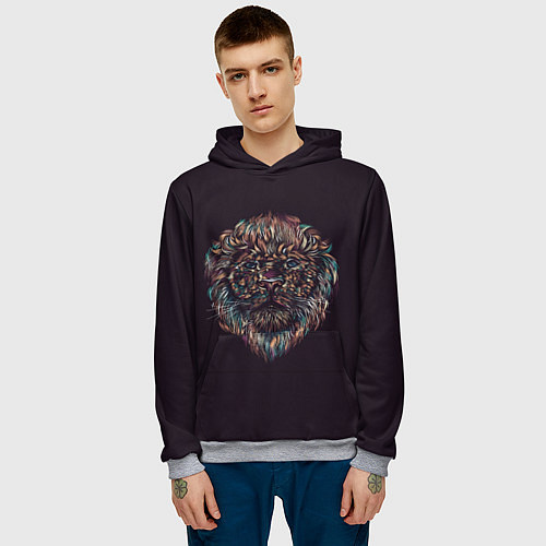 Мужская толстовка Красочный неоновый лев / 3D-Меланж – фото 3