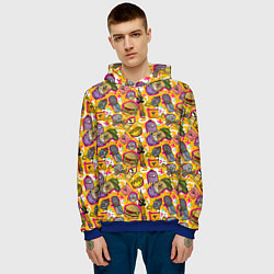 Толстовка-худи мужская Поп арт животные, еда, цвет: 3D-синий — фото 2
