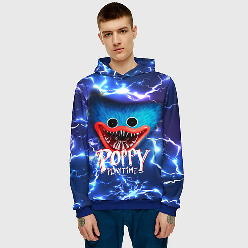 Мужская толстовка POPPY PLAYTIME ХАГГИ ВАГГИ ЛИЦО / 3D-Синий – фото 3