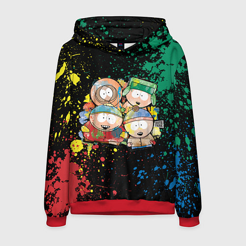 Мужская толстовка Мультфильм Южный парк персонажи South Park / 3D-Красный – фото 1