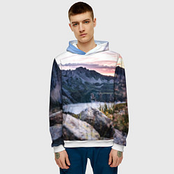 Толстовка-худи мужская Горы на закате, цвет: 3D-белый — фото 2