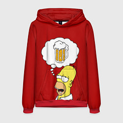 Толстовка-худи мужская Гомер думает о пиве Симпсоны Simpsons, цвет: 3D-красный