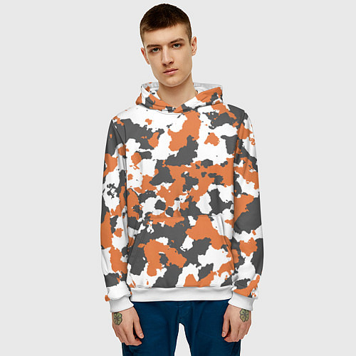 Мужская толстовка Orange Camo / 3D-Белый – фото 3