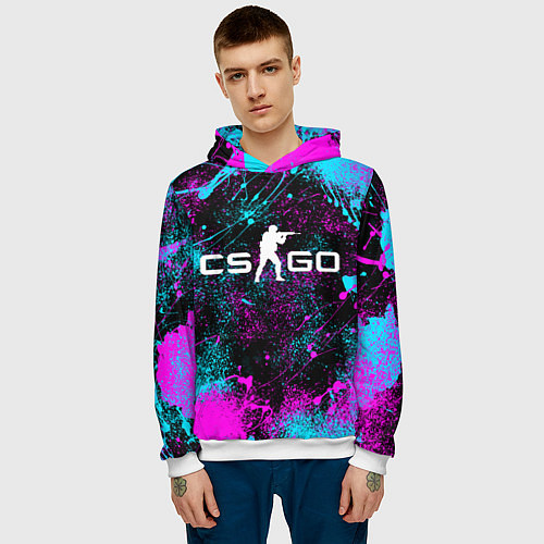 Мужская толстовка КС ГО НЕОН CS GO NEON / 3D-Белый – фото 3