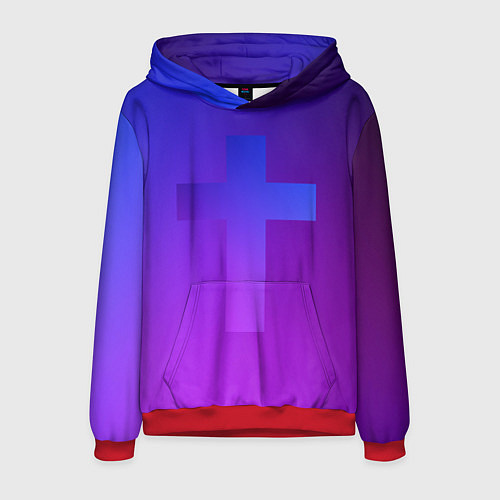 Мужская толстовка Крест в неоне / 3D-Красный – фото 1