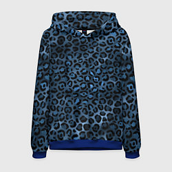 Толстовка-худи мужская Синяя леопардовая шкура, цвет: 3D-синий
