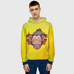 Толстовка-худи мужская Обезьяна и очки, цвет: 3D-синий — фото 2